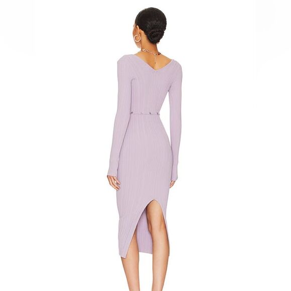 LPA Delaire knit midi dress skirt top button off dusty Purple Revolve NWT XL - Picture 3 of 10